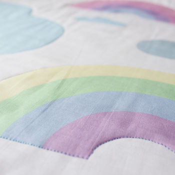 Personalised Baby Gift Clouds And Rainbows Quilt, 6 of 7