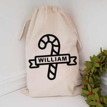 Personalised Christmas Candy Cane Sack, 3 of 3