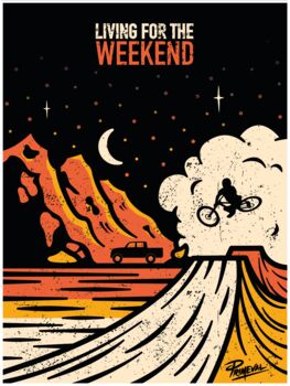 Mountain Biking Art Print 'Living for the Weekend', 3 of 3