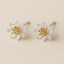 Sterling Silver July Birth Flower Lotus Water Lily Stud Earrings, thumbnail 1 of 4