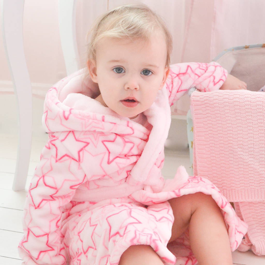 personalised pink fleece baby robe by dcaro