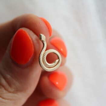 9ct Gold Spiral Snake Earrings, 3 of 3