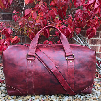 white leather holdall