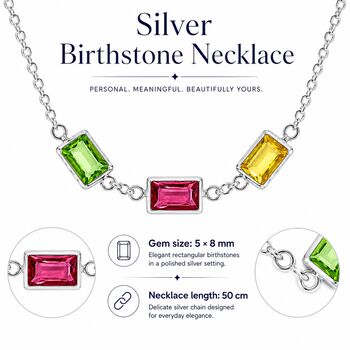 Personalised Baguette Cut Shaped Family Birthstones Necklace, 8 of 10