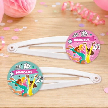 Personalised Gymnastic Fantastic Birthday Hair Clips, 2 of 4