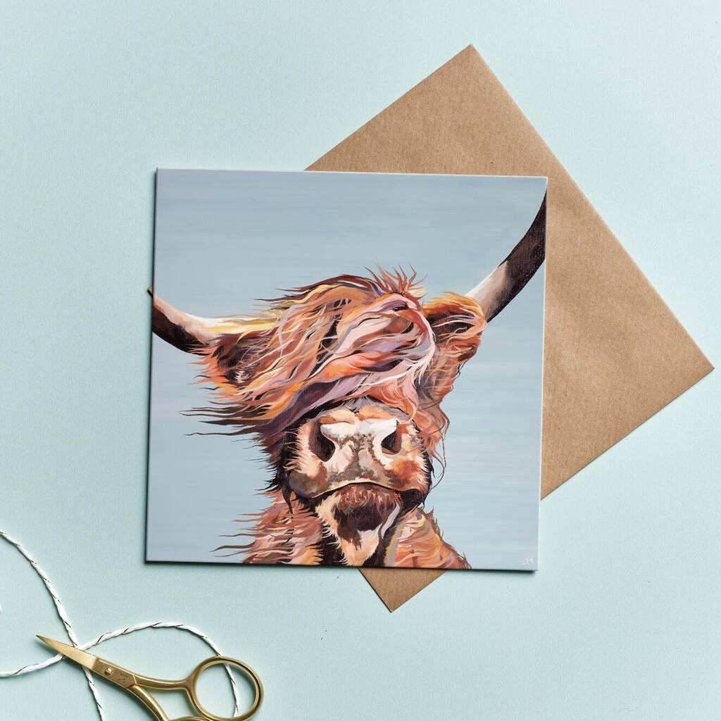 Gone With The Wind Highland Cow Greetings Card
