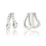 Double Diamond Style Wave Huggie Hoops Earrings, thumbnail 2 of 5