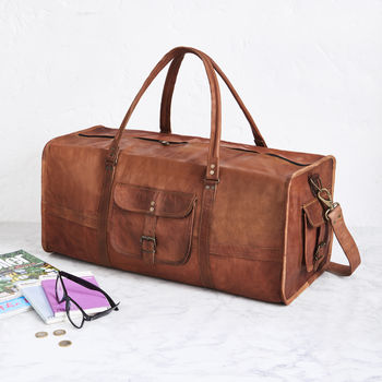 Leather Duffel Travel Bag, 3 of 11