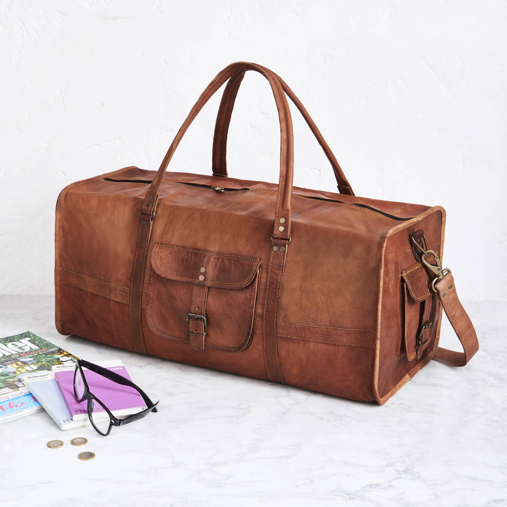 leather duffel travel bag by vida vida | notonthehighstreet.com