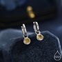 Sterling Silver November Birthstone Citrine Yellow Crystal Drop Hoop Earrings, thumbnail 1 of 11