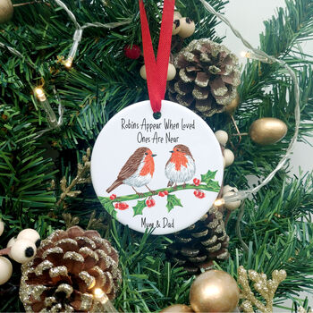 Robin Couple Personalised Memorial Christmas Decoration, 2 of 7