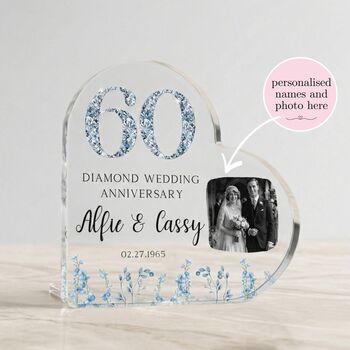 Personalised 60th Anniversary Acrylic Heart Plaque, 5 of 6