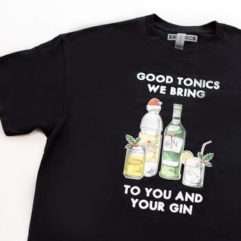 'Good Tonics We Bring' Mens Gin Christmas T Shirt, 2 of 5