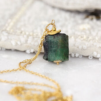 Rough Emerald Pendant Necklace, 2 of 11
