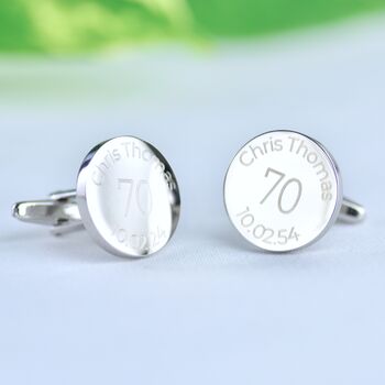 Personalised Milestone 70th Year Birthday Cufflinks, 2 of 8