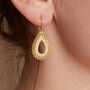 Gold Teardrop Paisley Drop Earrings, thumbnail 1 of 3