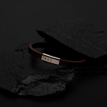 Brown Leather Bracelet With Custom Messafe, 3 of 8