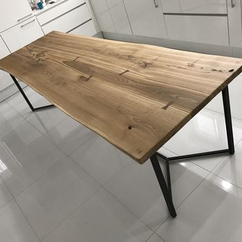 London Solid Live Edge Oak Industrial Dining Table, 3 of 9