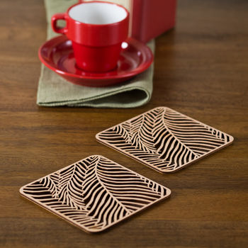 Ferns Wooden Coaster And Placemat Set, 2 of 5