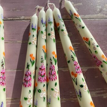 Hand Painted Cottage Garden Flower Candles, 2 of 6