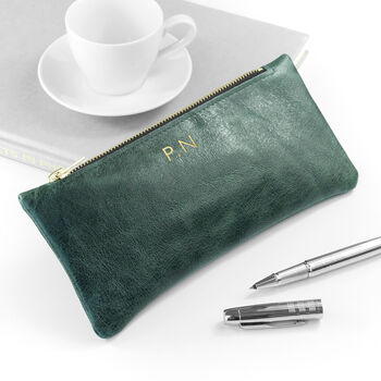 Monogrammed Luxury Leather Pencil Case, 10 of 12