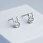 Sterling Silver Cat And Heart Stud Earrings, thumbnail 1 of 4