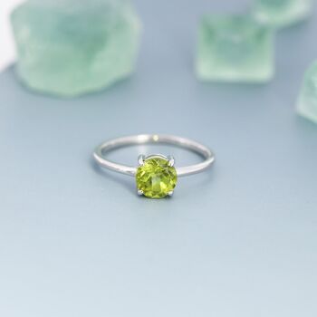 Genuine 1 Ct Peridot Ring In Sterling Silver, 6 of 11
