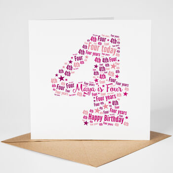 Personalised 4th Birthday Card For Girl, 2 of 2