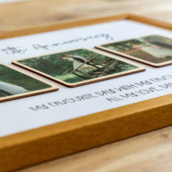 Personalised Wood Photo Framed Print With Three Photos, 3 of 7