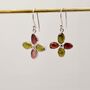 Mixed Pink Green Tourmaline Sterling Silver Earrings, thumbnail 8 of 8