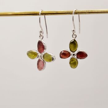 Mixed Pink Green Tourmaline Sterling Silver Earrings, 8 of 8