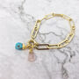 18ct Gold Plated Paperclip Double Birthstone Bracelet, thumbnail 1 of 5