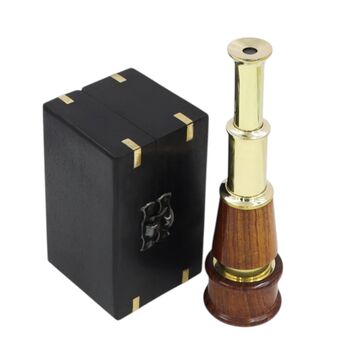 Seven Inch The Admiral Brass And Wood Telescope, 7 of 7