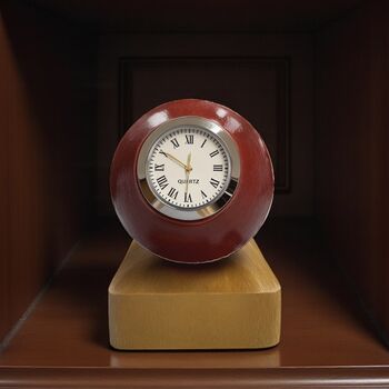 Cricket Ball Clock With Personalised Wood Plinth, 7 of 12