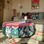 Louis Footstool In Luxury Candy Pink And Green Velvet, thumbnail 1 of 3