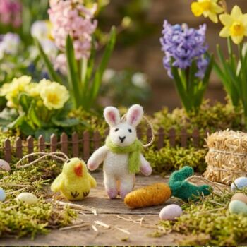 Handmade Needle Felt Easter Trio Hanging Decorations, 2 of 2