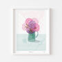 Illustrated Vase Of Peonies A4 Print, thumbnail 1 of 5