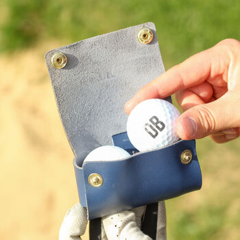 Personalised Hand Made Leather Golf Ball Holder Double, 11 of 12
