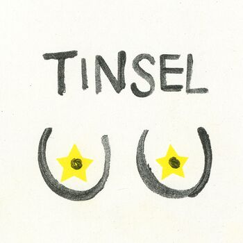 Tinsel Tits Risograph White Christmas Card, 2 of 2