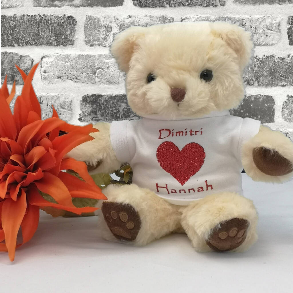 Personalised Heart Plush Teddy Bear For Couples, 1 of 2
