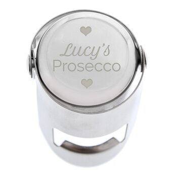 Personalised Heart Motif Prosecco Bottle Stopper Gift, 3 of 3
