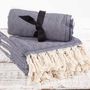 Hammam Towel/ Bath Towel French Navy Herringbone, thumbnail 2 of 3