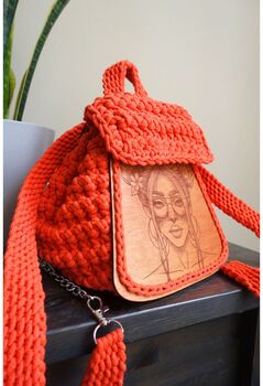 Woven Backpack With Wooden Panel, 3 of 7