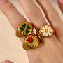 Chunky Signet Ring With Everlasting Red Tulip Flower, thumbnail 2 of 5