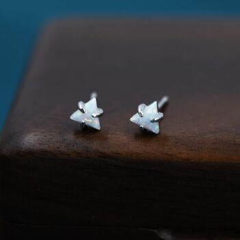 Opal Triangle Stud Earrings In Sterling Silver, 2 of 12