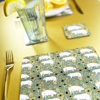 The Green Country Pig Set Of Four Placemats, 3 of 3