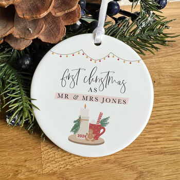 Custom Newlywed Ceramic Ornament Gift, 7 of 7