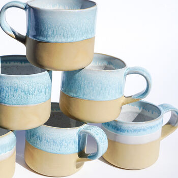 Handmade Large Ceramic Oasis Double Glazed Blue Mug, 6 of 10