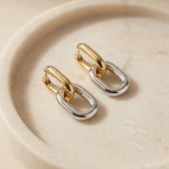 Two Tone Chain Link Hoop Earrings, 2 of 5