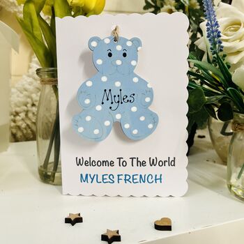 Personalised New Baby Girl Welcome World Keepsake Card, 10 of 10